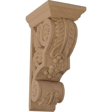 Ekena Millwork 3 3/4"W x 5 1/2"D x 9 1/2"H Small Floral Corbel, Maple