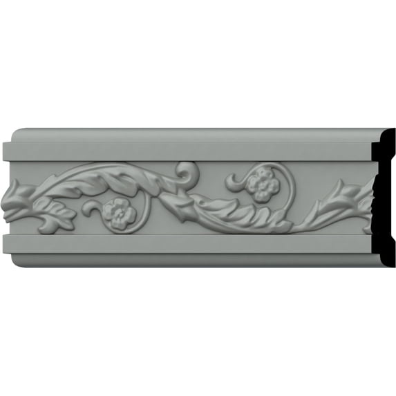 Ekena Millwork 3 3/8"H x 3/4"P x 94 1/2"L, (8" Repeat), Medway Running Floral Chair Rail (12-Pack)