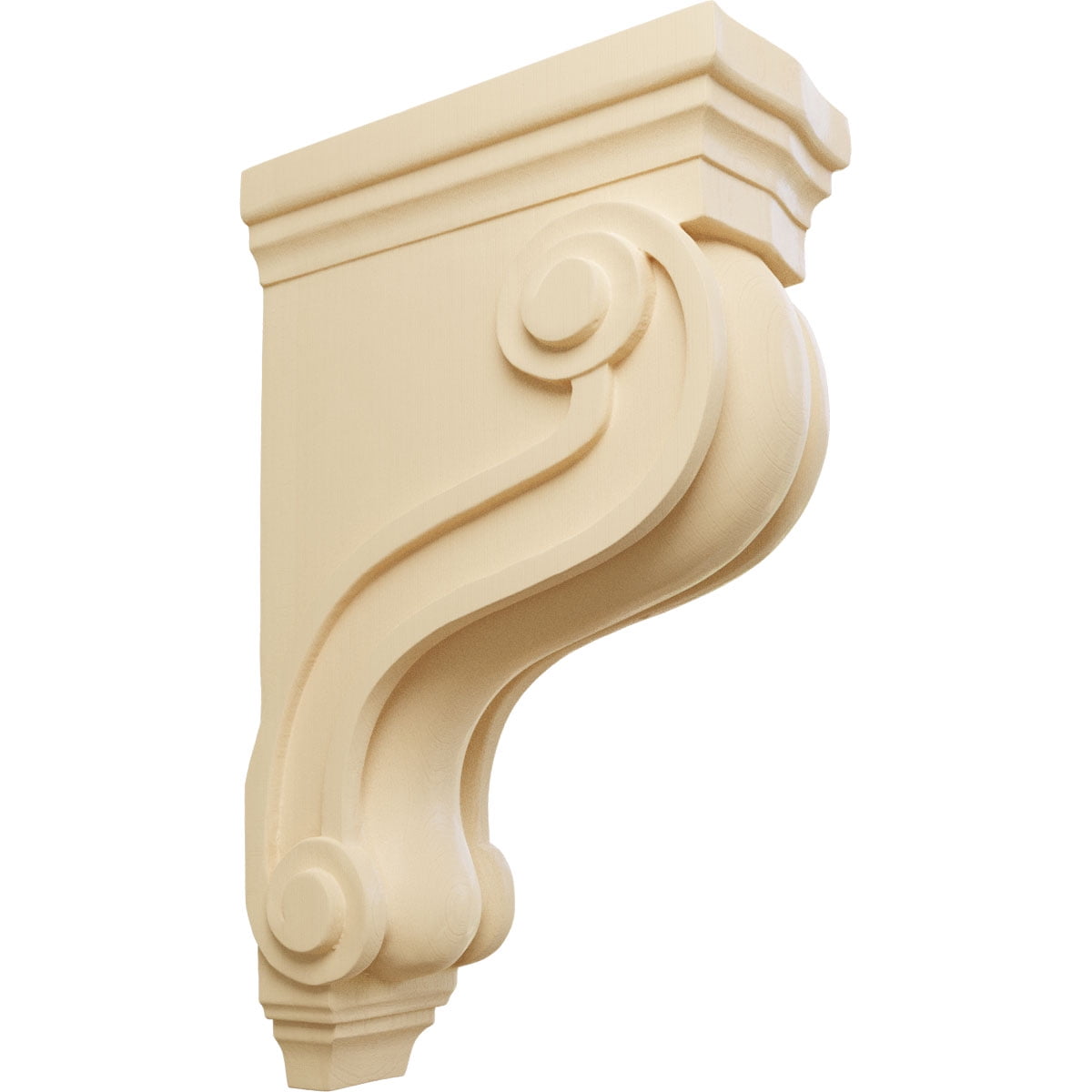 13" Maple Traditional Scroll Wood Corbel
