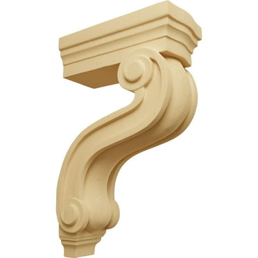 Ekena Millwork 3 7/8"W x 8"D x 13"H Los Angeles Hollow Back Corbel, Alder