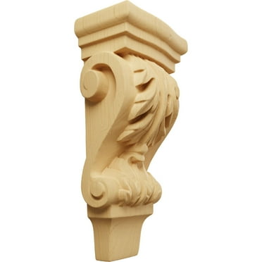 Ekena Millwork 3"W x 1 3/4"D x 6"H Extra Small Acanthus Pilaster Wood Corbel, Alder