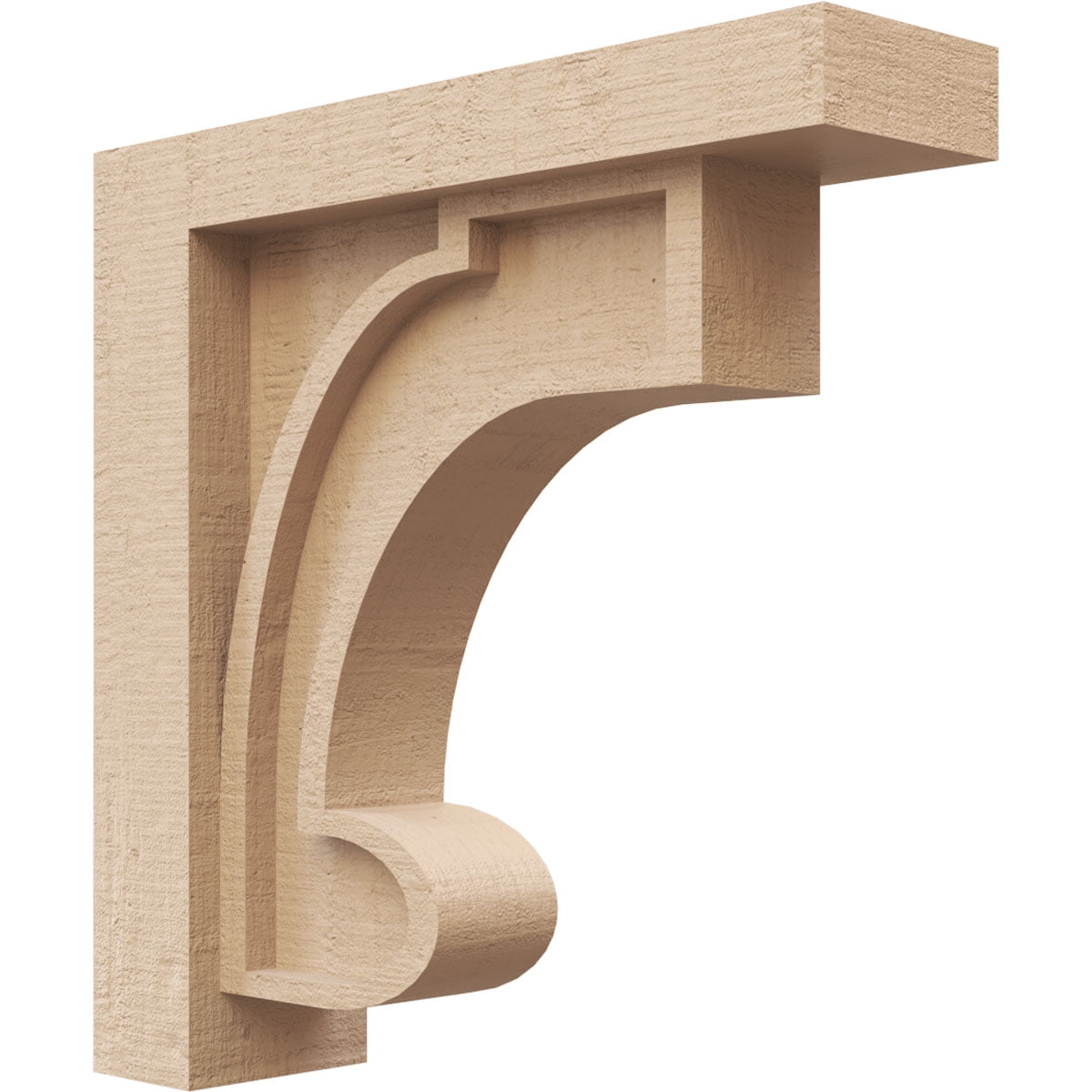 3"W x 12"D x 12"H Thin Alma Rough Cedar Woodgrain TimberThane Corbel, Primed Tan