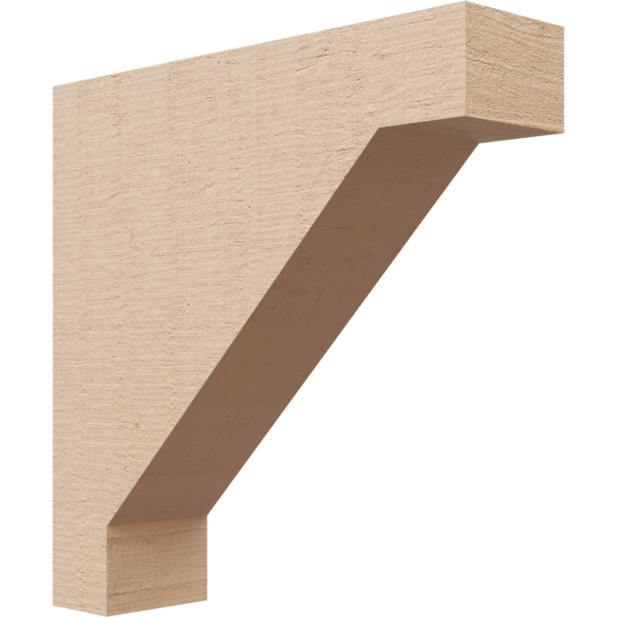 3"W x 12"D x 12"H Thin Burlington Rough Cedar Woodgrain TimberThane Corbel, Primed Tan