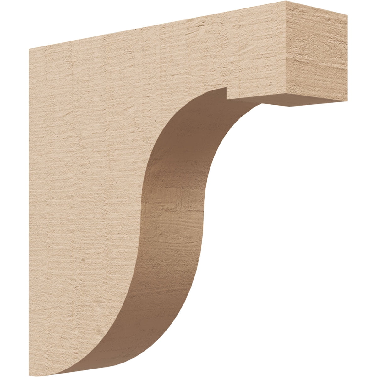 3"W x 12"D x 12"H Thin Del Monte Rough Cedar Woodgrain TimberThane Corbel, Primed Tan