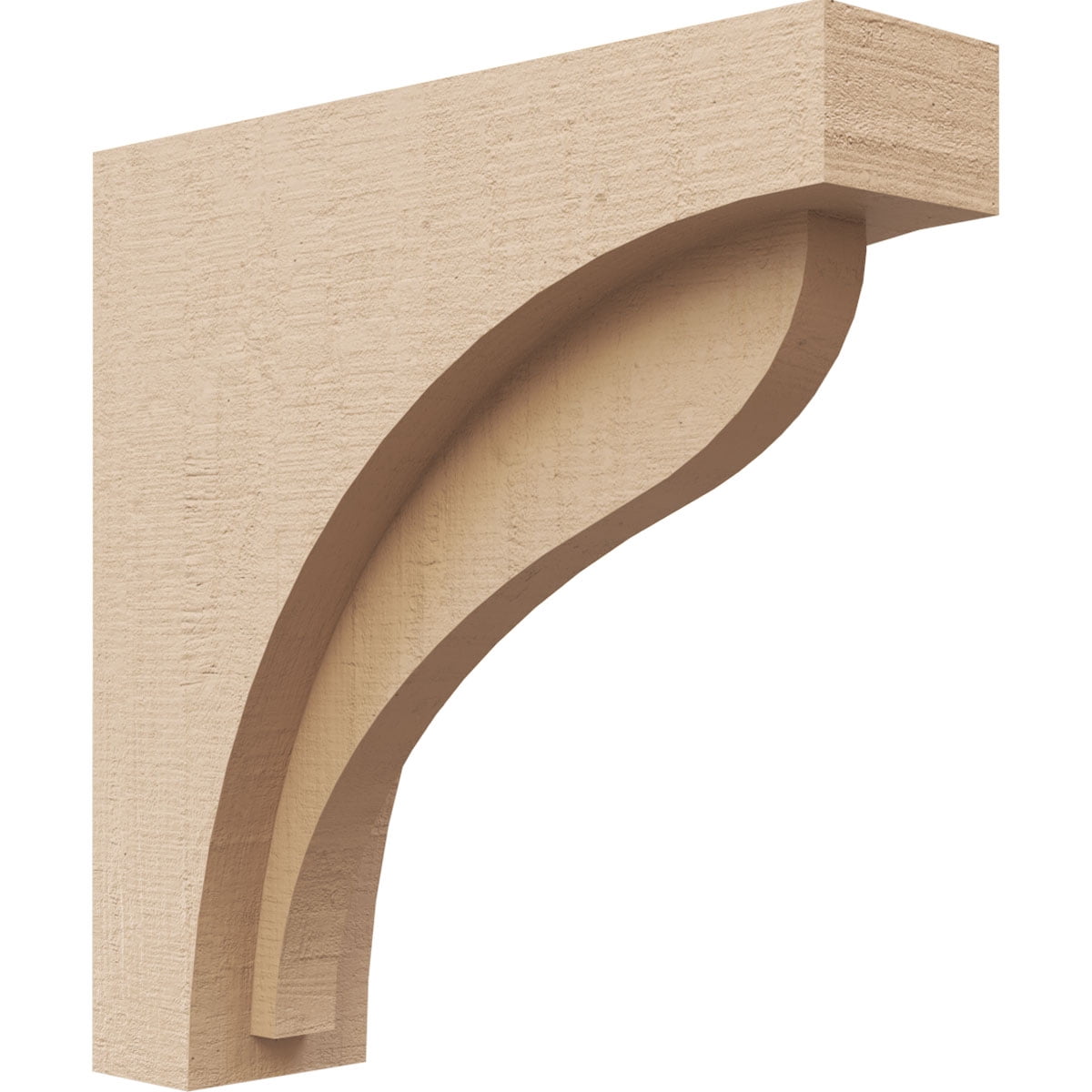 3"W x 12"D x 12"H Thin Helena Rough Cedar Woodgrain TimberThane Corbel, Primed Tan