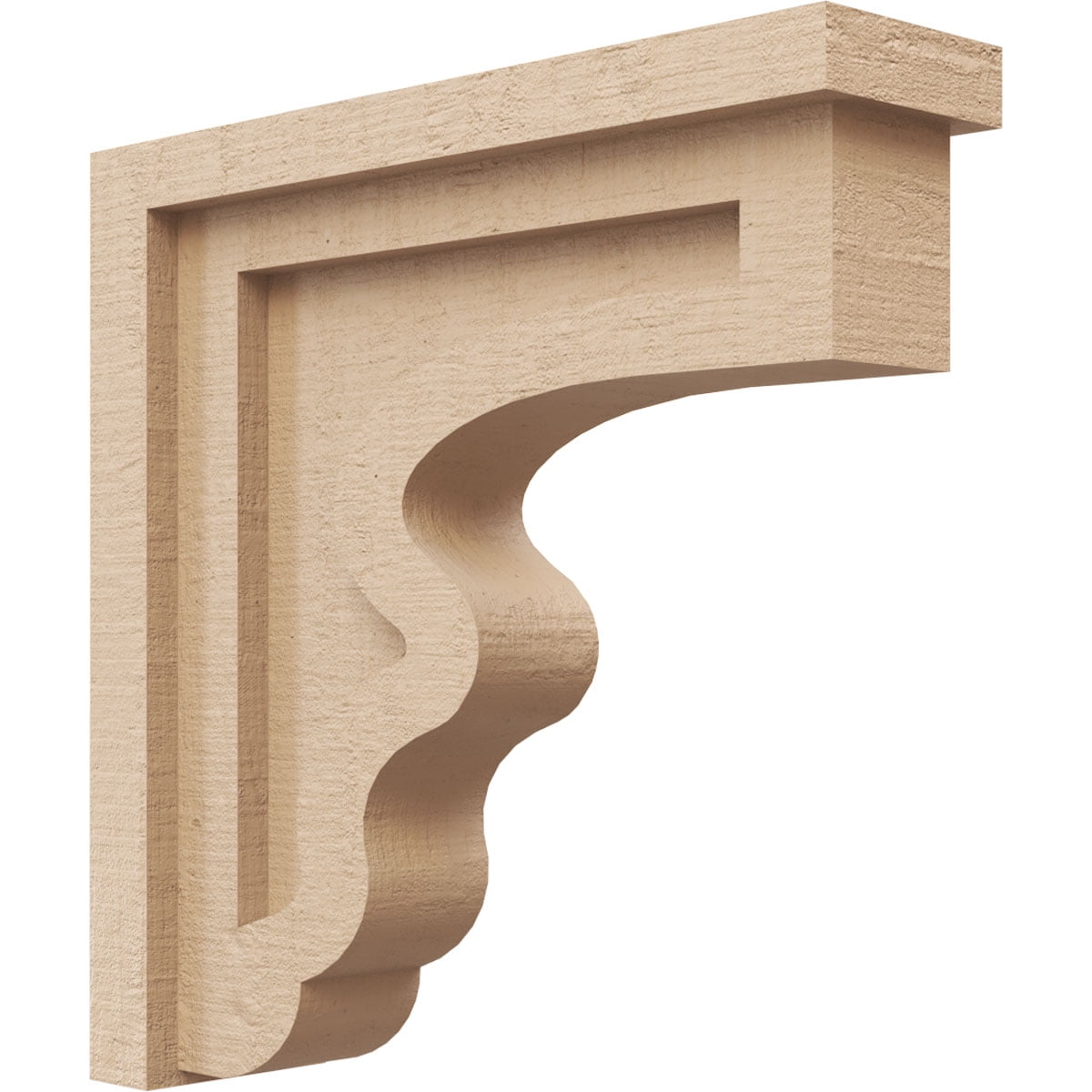 3"W x 12"D x 12"H Thin Highland Rough Cedar Woodgrain TimberThane Corbel, Primed Tan