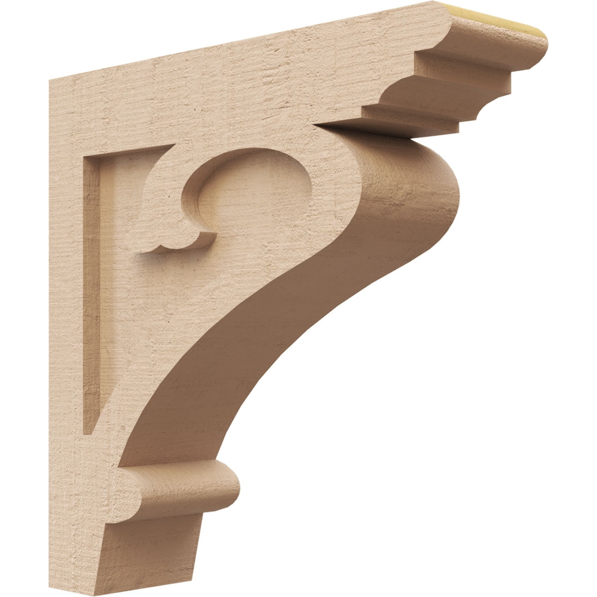 3"W x 12"D x 12"H Thin Mayflower Rough Cedar Woodgrain TimberThane Corbel, Primed Tan
