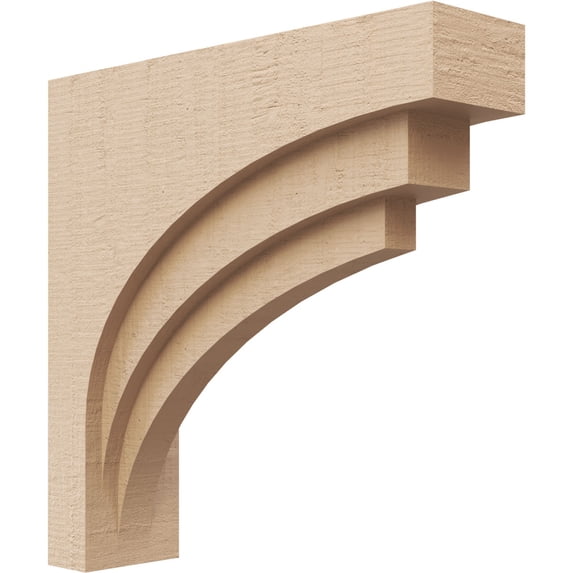 3"W x 12"D x 12"H Thin Rockford Rough Cedar Woodgrain TimberThane Corbel, Primed Tan