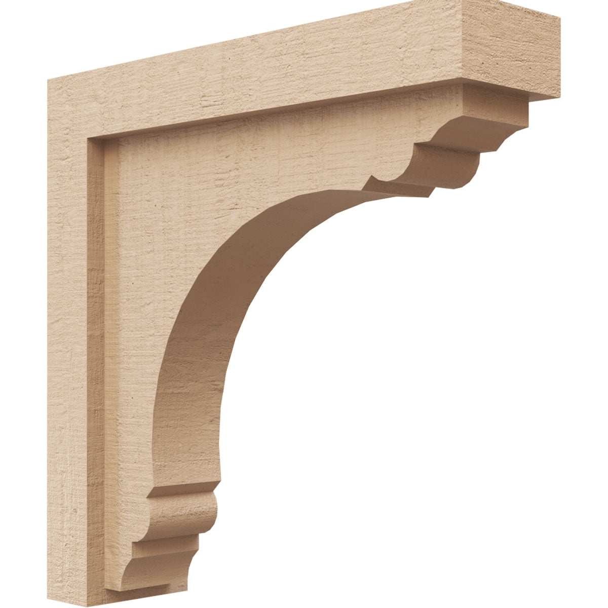 3"W x 12"D x 12"H Thin Warren Rough Cedar Woodgrain TimberThane Corbel, Primed Tan