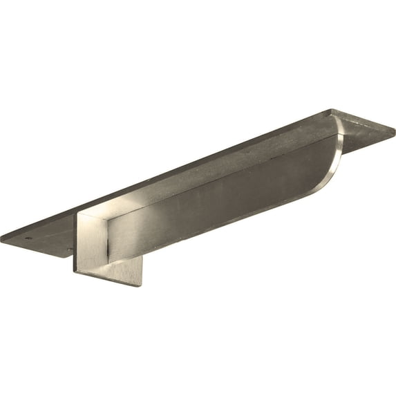 Ekena Millwork 3"W x 16"D x 2"H Heaton Hidden Support Bracket with 12" Support Depth, Stainless Steel (2-Pack)