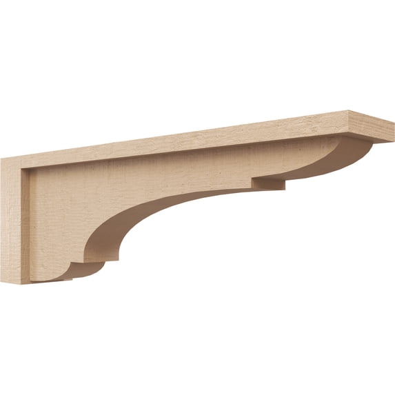 3"W x 18"D x 6"H Thin Bryant Rough Cedar Woodgrain TimberThane Corbel, Primed Tan