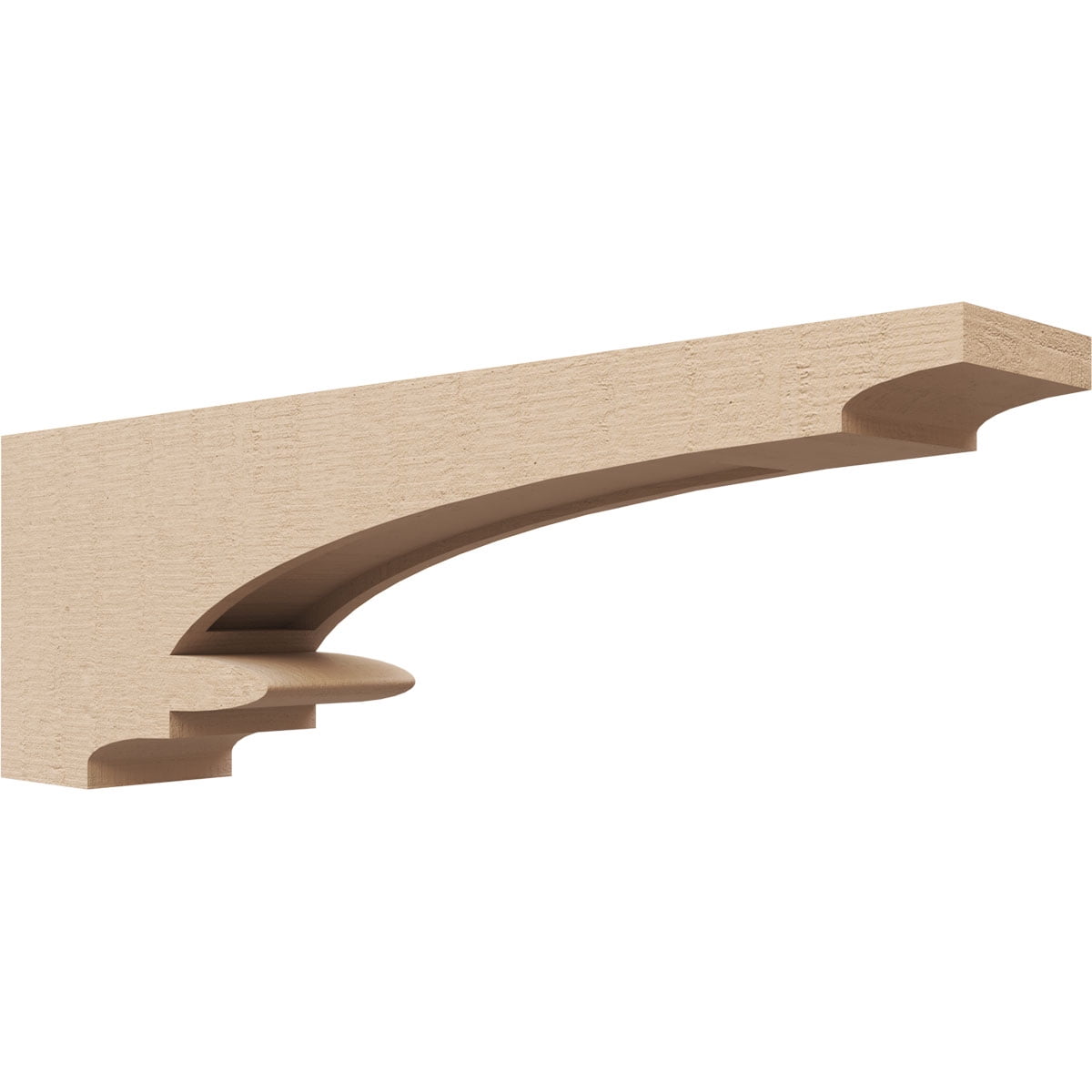 3"W x 18"D x 6"H Thin Diane Rough Cedar Woodgrain TimberThane Corbel, Primed Tan