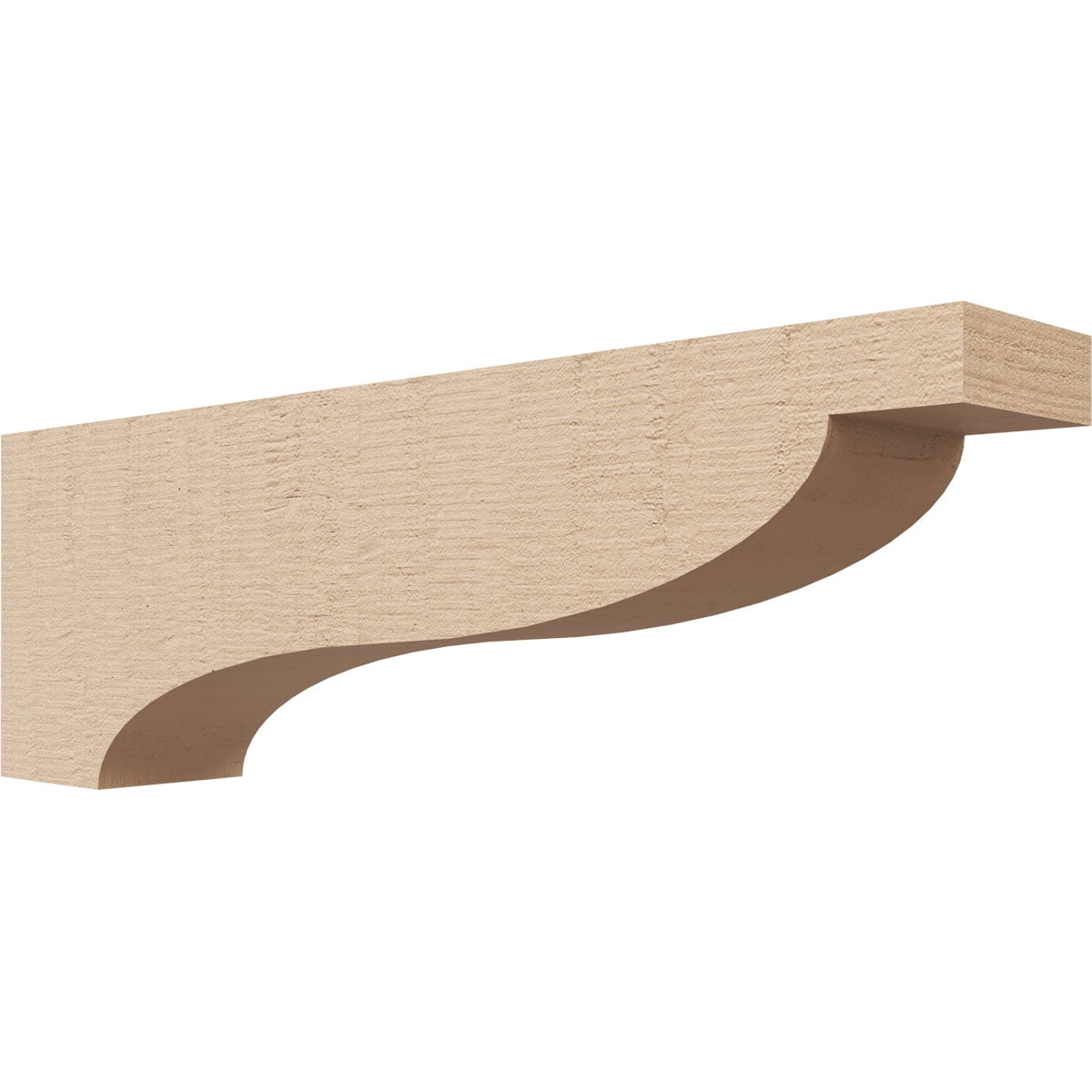 3"W x 18"D x 6"H Thin Garner Rough Cedar Woodgrain TimberThane Corbel, Primed Tan