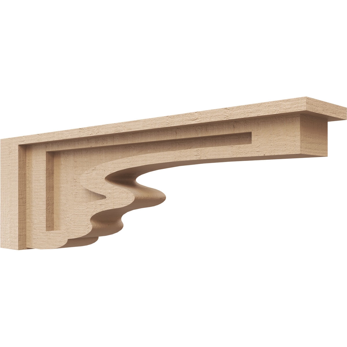 3"W x 18"D x 6"H Thin Highland Rough Cedar Woodgrain TimberThane Corbel, Primed Tan