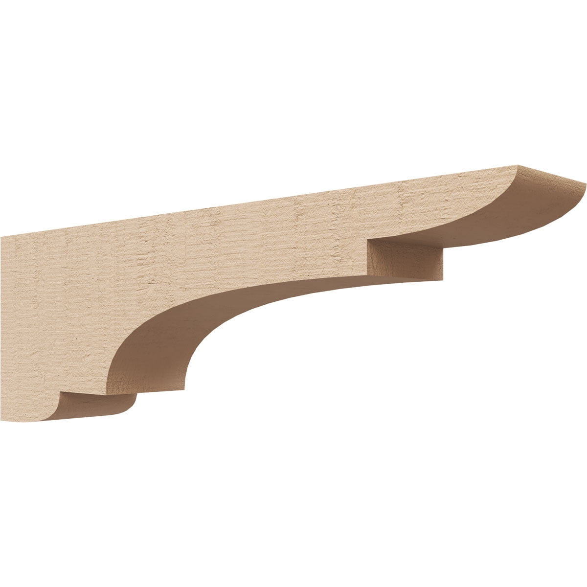 3"W x 18"D x 6"H Thin New Brighton Rough Cedar Woodgrain TimberThane Corbel, Primed Tan