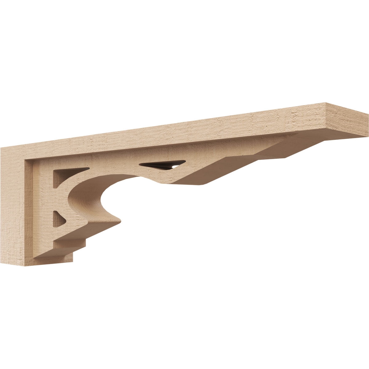 3"W x 18"D x 6"H Thin Sheridan Rough Cedar Woodgrain TimberThane Corbel, Primed Tan
