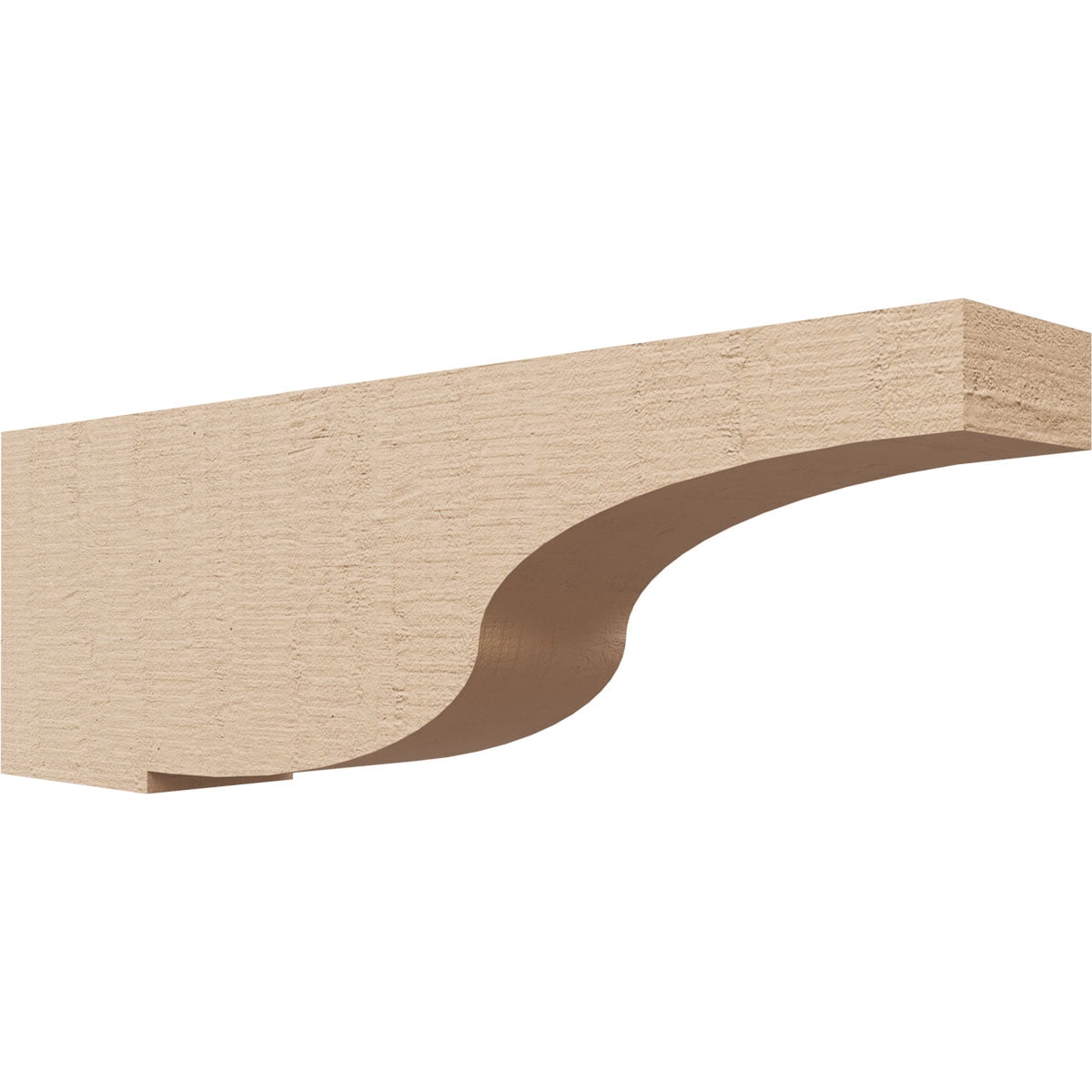 3"W x 18"D x 6"H Thin Van Buren Rough Cedar Woodgrain TimberThane Corbel, Primed Tan