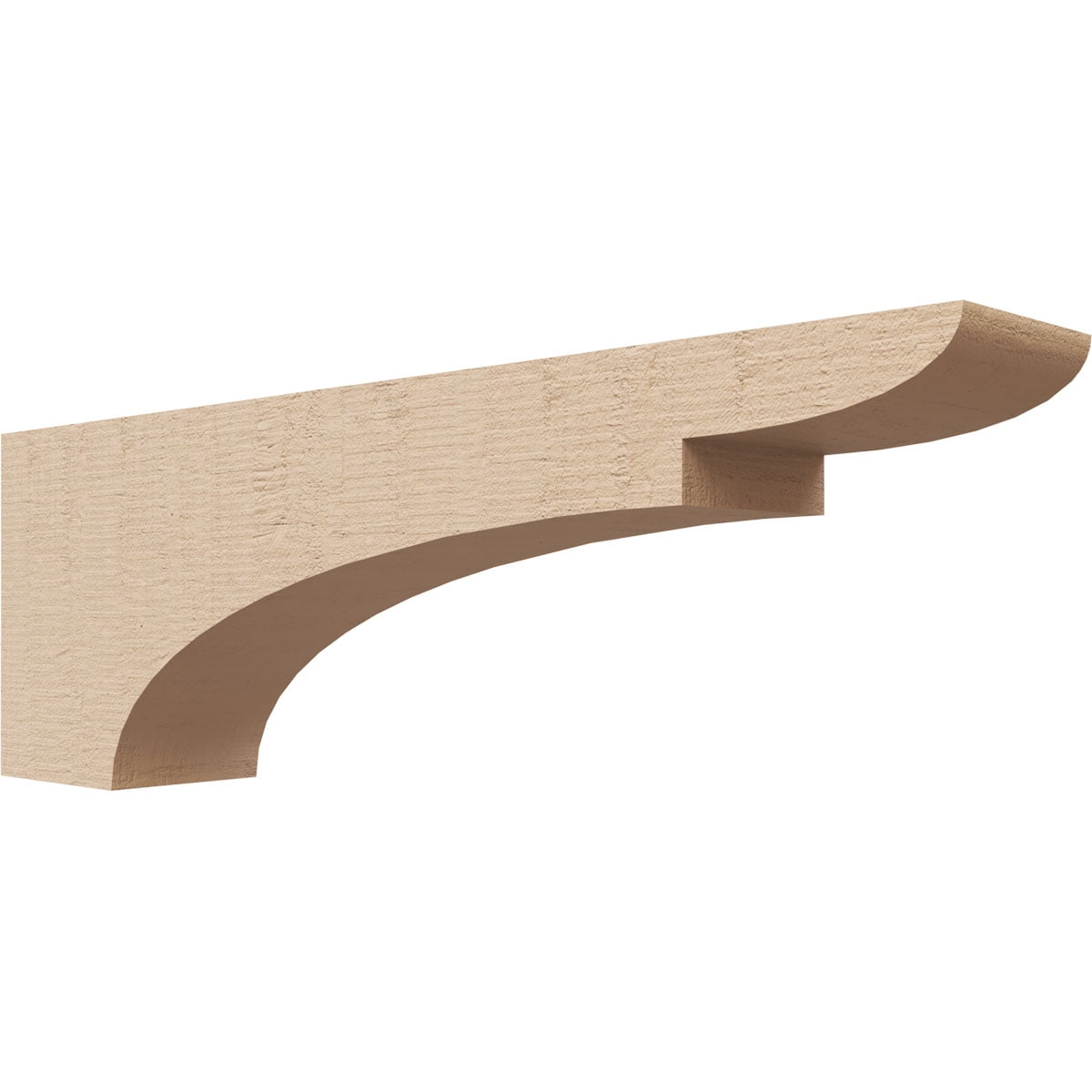 3"W x 18"D x 6"H Thin Yorktown Rough Cedar Woodgrain TimberThane Corbel, Primed Tan