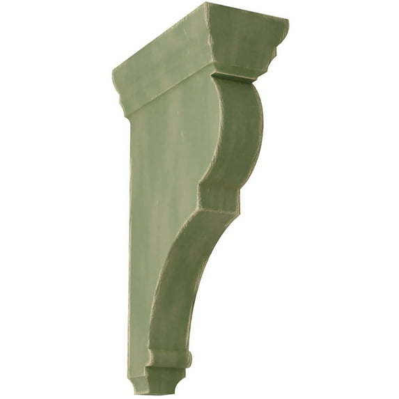 Ekena Millwork 3"W x 6 1/2"D x 12"H Large Rojas Wood Vintage Decor Corbel, Restoration Green