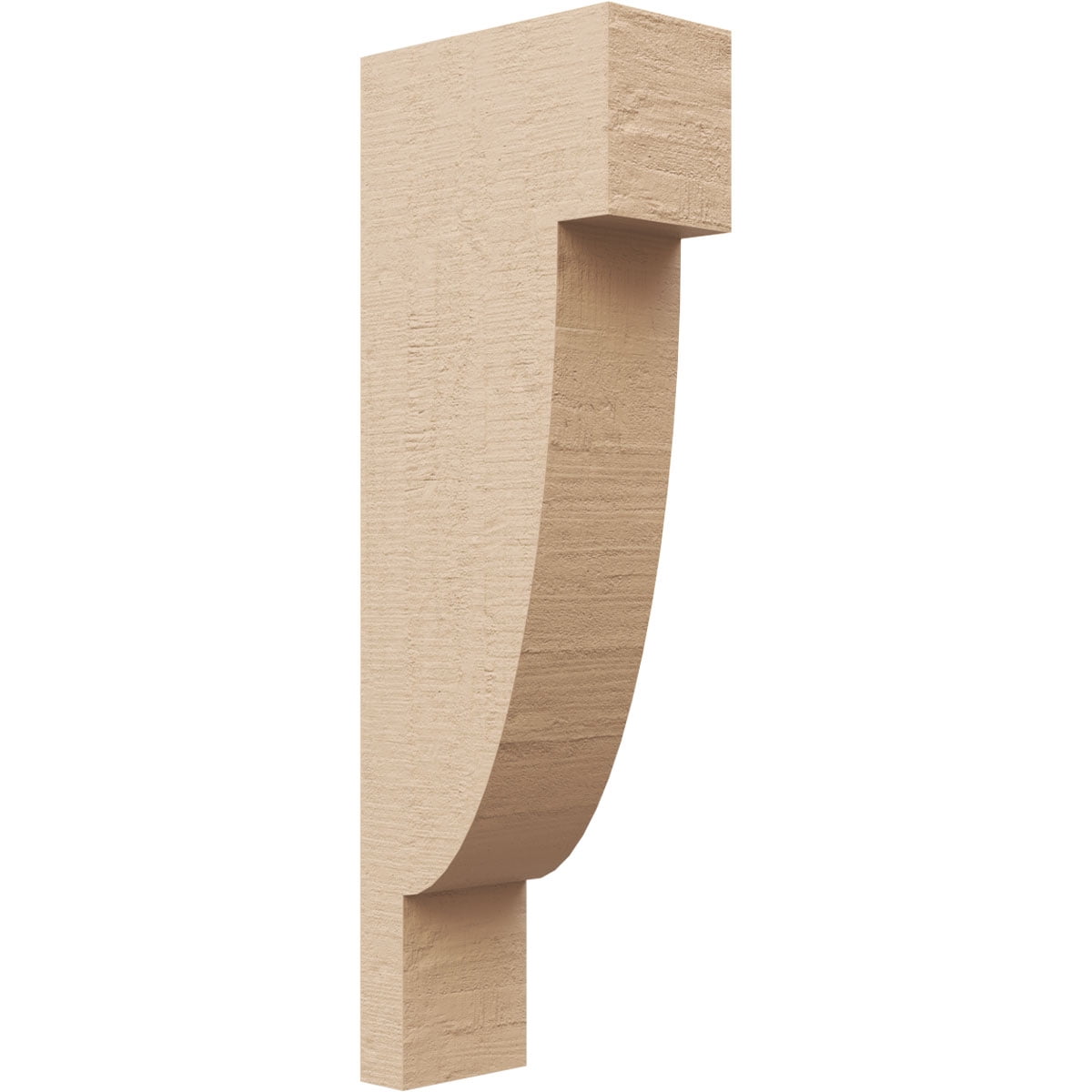 3"W x 6"D x 18"H Thin Alpine Rough Cedar Woodgrain TimberThane Corbel, Primed Tan