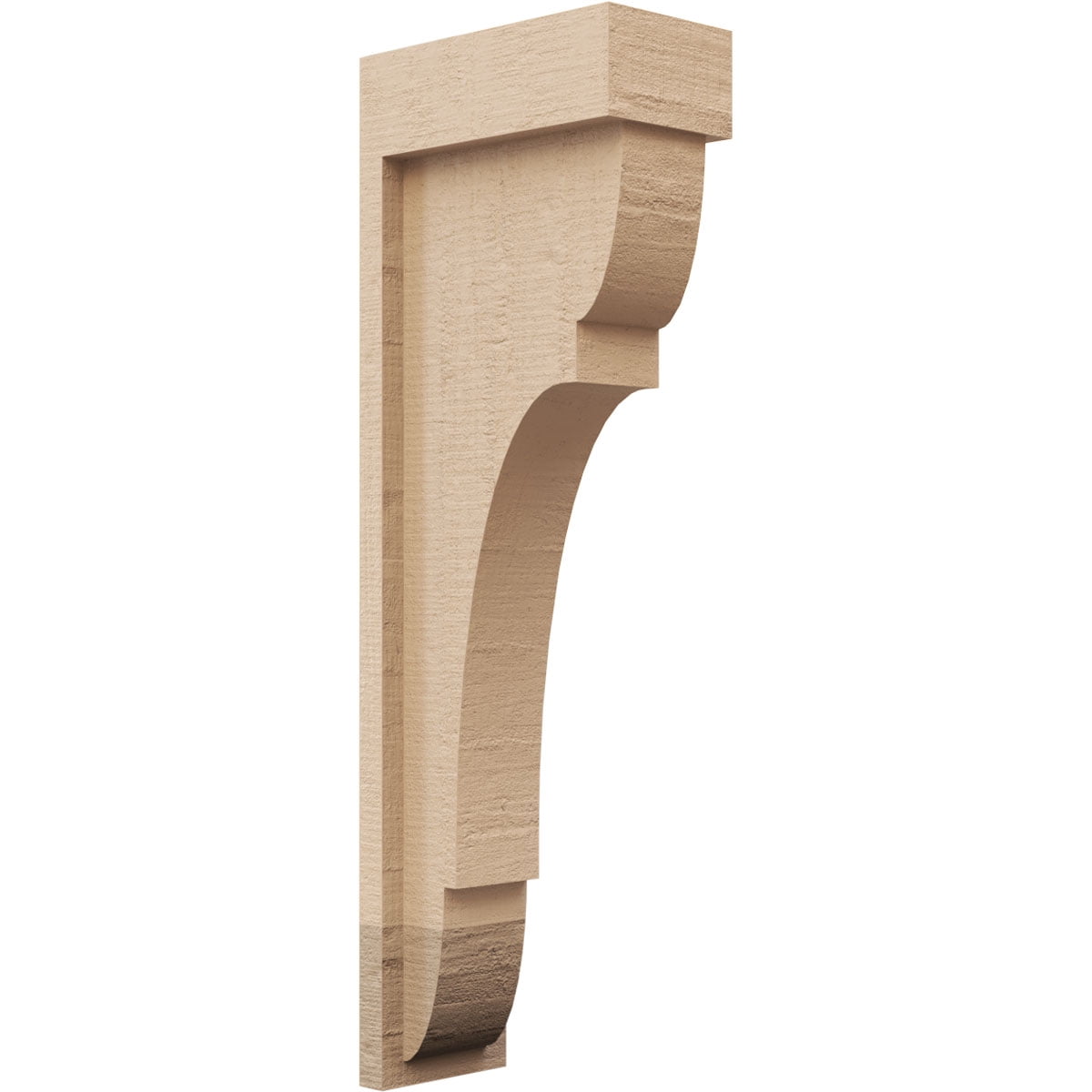 3"W x 6"D x 18"H Thin Bryant Rough Cedar Woodgrain TimberThane Corbel, Primed Tan
