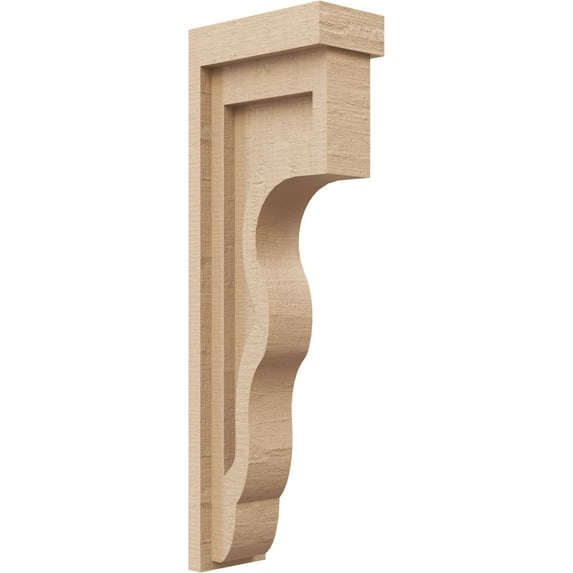 3"W x 6"D x 18"H Thin Highland Rough Cedar Woodgrain TimberThane Corbel, Primed Tan