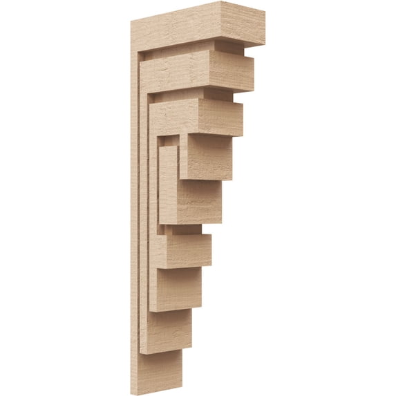 3"W x 6"D x 18"H Thin Landon Rough Cedar Woodgrain TimberThane Corbel, Primed Tan