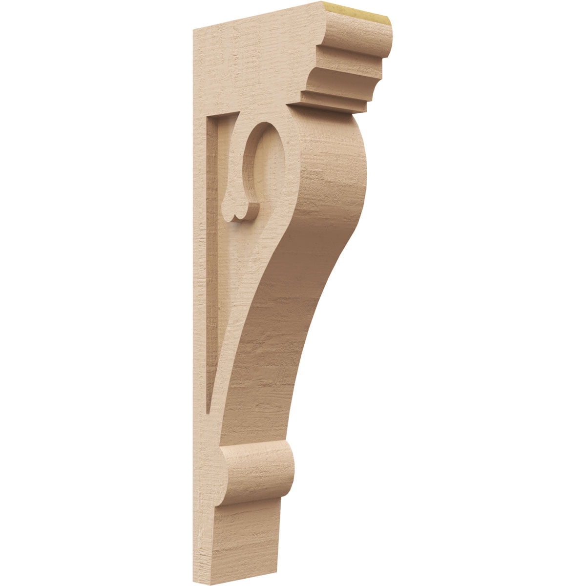3"W x 6"D x 18"H Thin Mayflower Rough Cedar Woodgrain TimberThane Corbel, Primed Tan