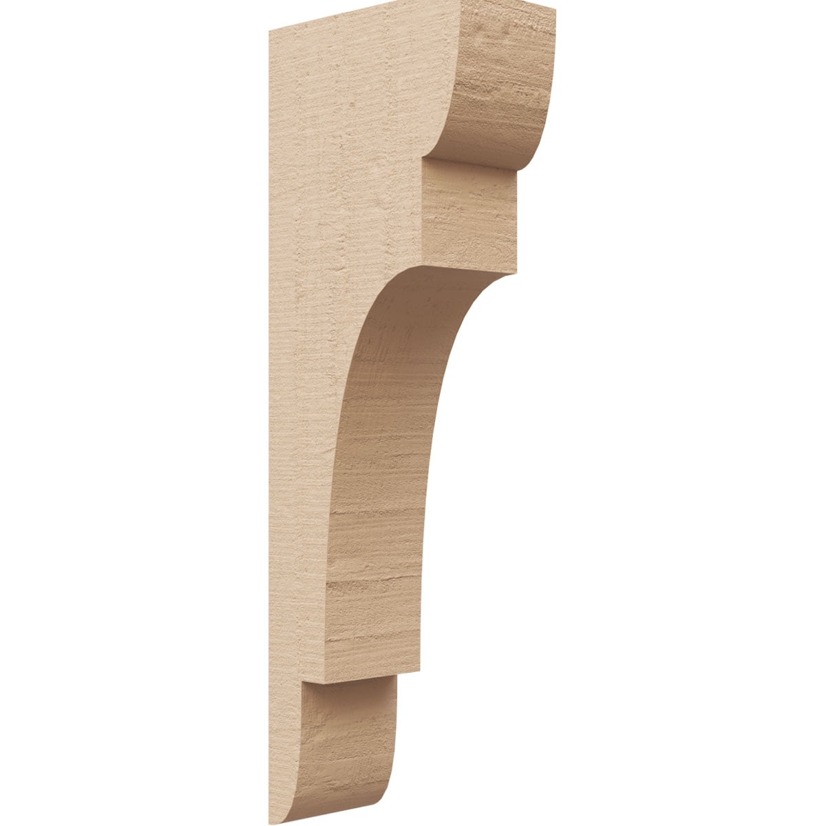 3"W x 6"D x 18"H Thin New Brighton Rough Cedar Woodgrain TimberThane Corbel, Primed Tan