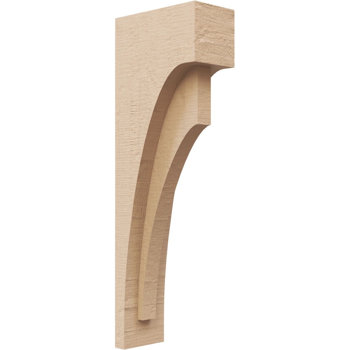 3"W x 6"D x 18"H Thin Rivera Rough Cedar Woodgrain TimberThane Corbel, Primed Tan