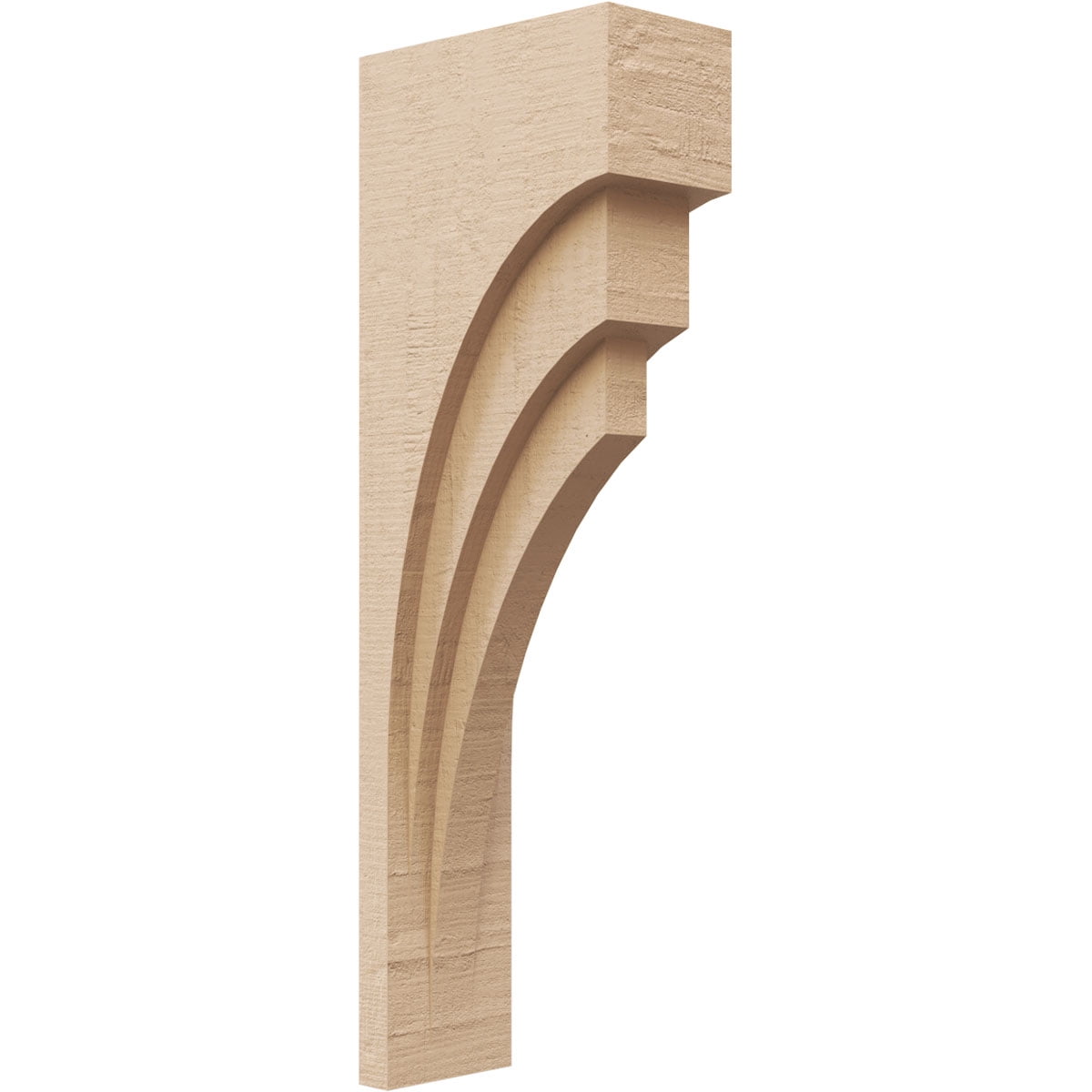 3"W x 6"D x 18"H Thin Rockford Rough Cedar Woodgrain TimberThane Corbel, Primed Tan
