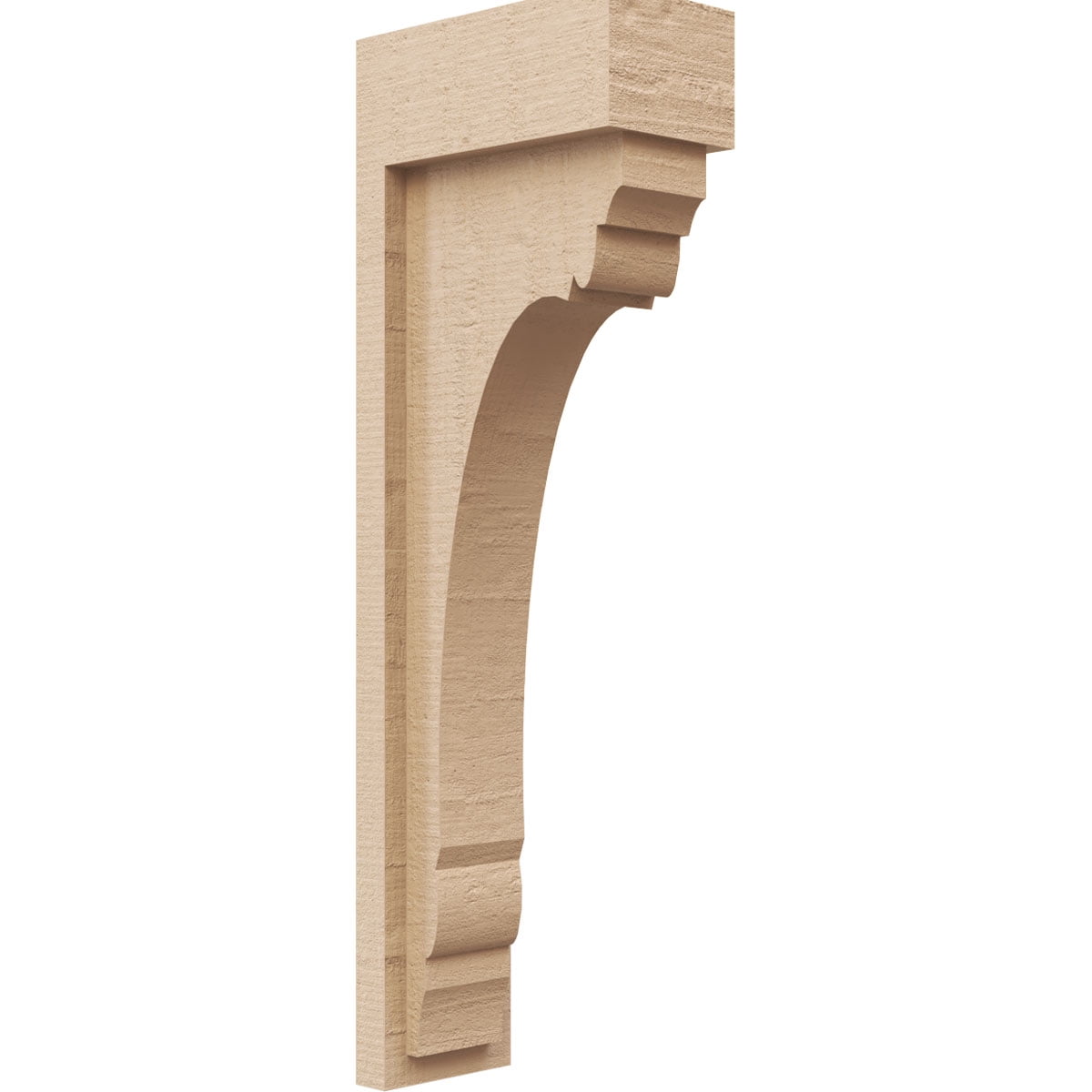 3"W x 6"D x 18"H Thin Warren Rough Cedar Woodgrain TimberThane Corbel, Primed Tan