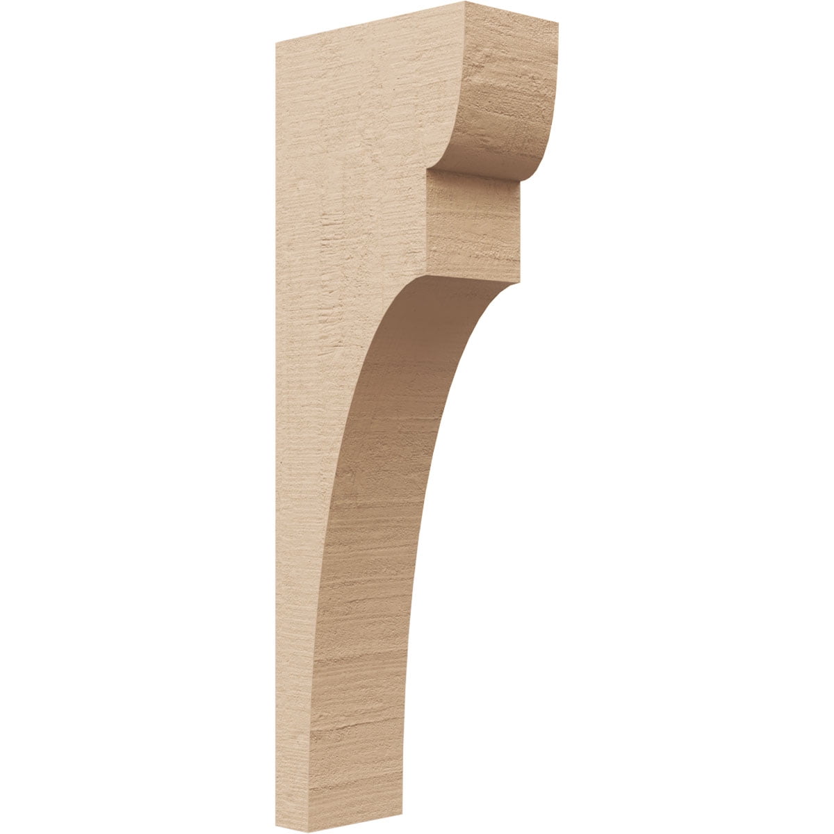 3"W x 6"D x 18"H Thin Yorktown Rough Cedar Woodgrain TimberThane Corbel, Primed Tan