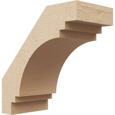 Ekena Millwork 3"W x 6"D x 6"H Pescadero Rough Cedar Woodgrain TimberThane Knee Brace, Primed