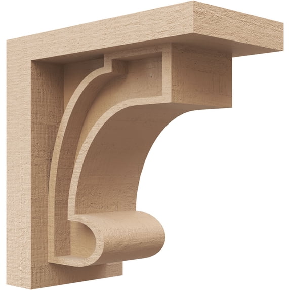 3"W x 6"D x 6"H Classic Alma Rough Cedar Woodgrain TimberThane Corbel, Primed Tan