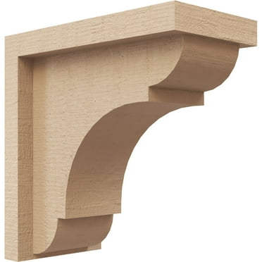 3"W x 6"D x 6"H Classic Bryant Rough Cedar Woodgrain TimberThane Corbel, Primed Tan