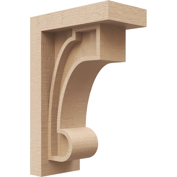 3"W x 6"D x 9"H Classic Alma Rough Cedar Woodgrain TimberThane Corbel, Primed Tan