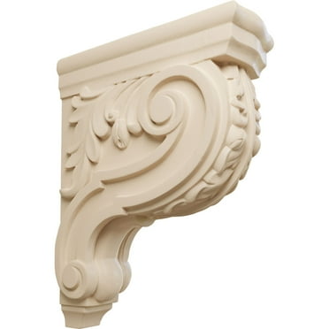 Ekena Millwork 3"W x 7 3/4"D x 10"H Small Hudson Acanthus Wood Corbel, Alder