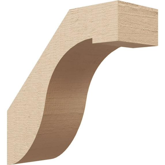 Ekena Millwork 3"W x 8"D x 8"H Del Monte Rough Cedar Woodgrain TimberThane Knee Brace, Primed