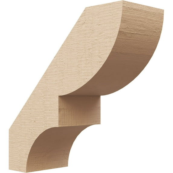 Ekena Millwork 3"W x 8"D x 8"H Ridgewood Rough Cedar Woodgrain TimberThane Knee Brace, Primed