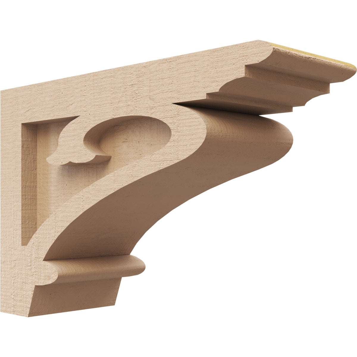 3"W x 9"D x 6"H Classic Mayflower Rough Cedar Woodgrain TimberThane Corbel, Primed Tan