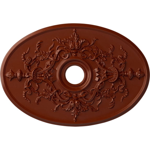 Ekena Millwork 30 3/4"W x 21 1/4"H x 3 7/8"ID x 1 5/8"P Alexa Ceiling Medallion (Fits Canopies up to 5 5/8"), Hand-Painted Firebrick