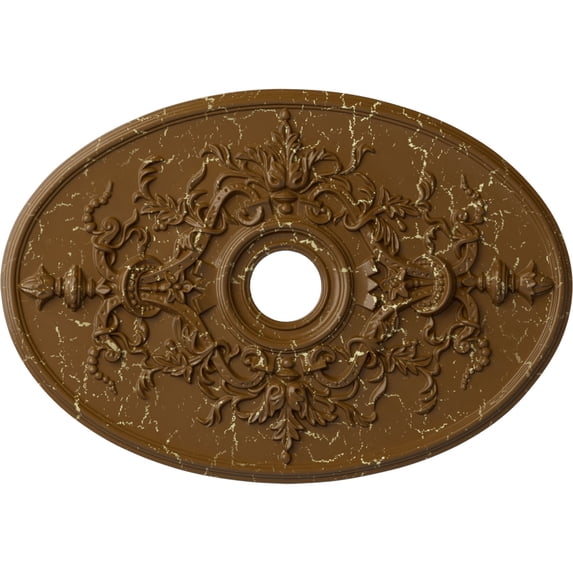 Ekena Millwork 30 3/4"W x 21 1/4"H x 3 7/8"ID x 1 5/8"P Alexa Ceiling Medallion (Fits Canopies up to 5 5/8"), Hand-Painted Smokey Topaz Crackle
