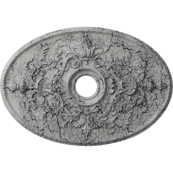 Ekena Millwork 30 3/4"W x 21 1/4"H x 3 7/8"ID x 1 5/8"P Alexa Ceiling Medallion (Fits Canopies up to 5 5/8"), Hand-Painted Ultra Pure White Crackle