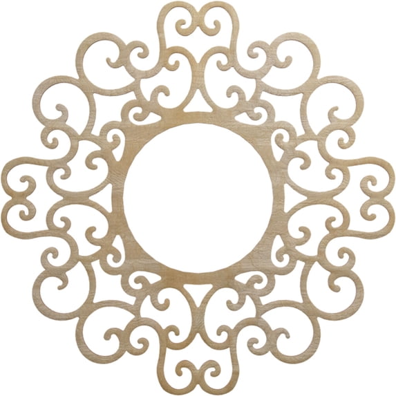Ekena Millwork 30"OD x 11 1/2"ID x 3/8"T Reims Wood Fretwork Pierced Ceiling Medallion, Birch