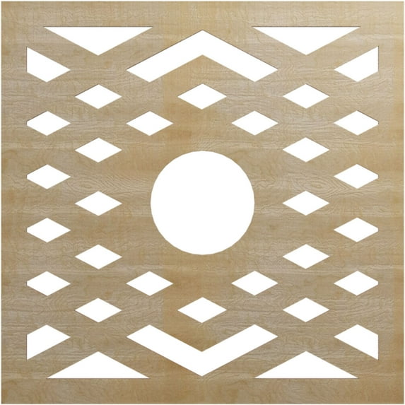 Ekena Millwork 30"OD x 7 3/4"ID x 3/8"T Chevron Wood Fretwork Pierced Ceiling Medallion, Hickory