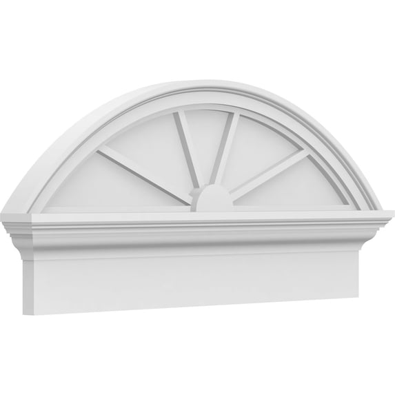 Ekena Millwork 30"W x 14-3/8"H x 2-3/4"P Segment Arch 4 Spoke Architectural Grade PVC Combination Pediment