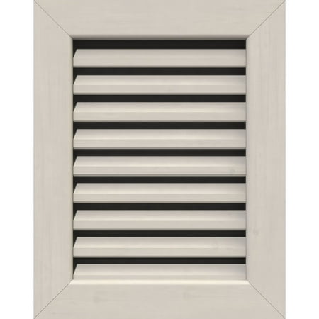 Ekena Millwork 30"W x 18"H Rectangle Gable Vent (35"W x 23"H Frame Size): Primed, Functional, Smooth Pine Gable Vent w/ 1" x 4" Flat Trim Frame