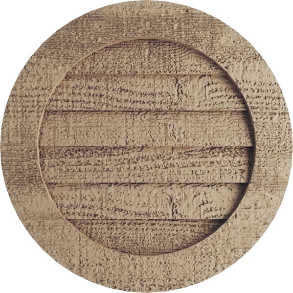 Ekena Millwork 30"W x 30"H Timberthane Rough Sawn Round Faux Wood Non-Functional Gable Vent, Primed Tan