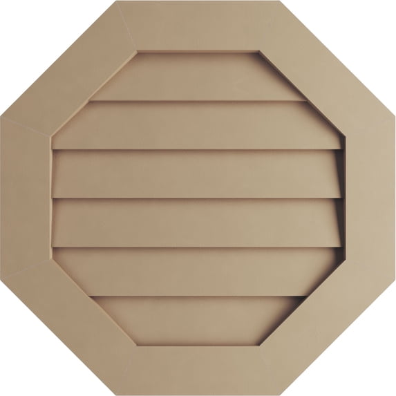 Ekena Millwork 30"W x 30"H Timberthane Rustic Smooth Octagonal Faux Wood Non-Functional Gable Vent, Primed Tan